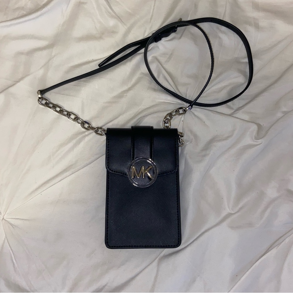 Black Michael Kors crossbody phone holder